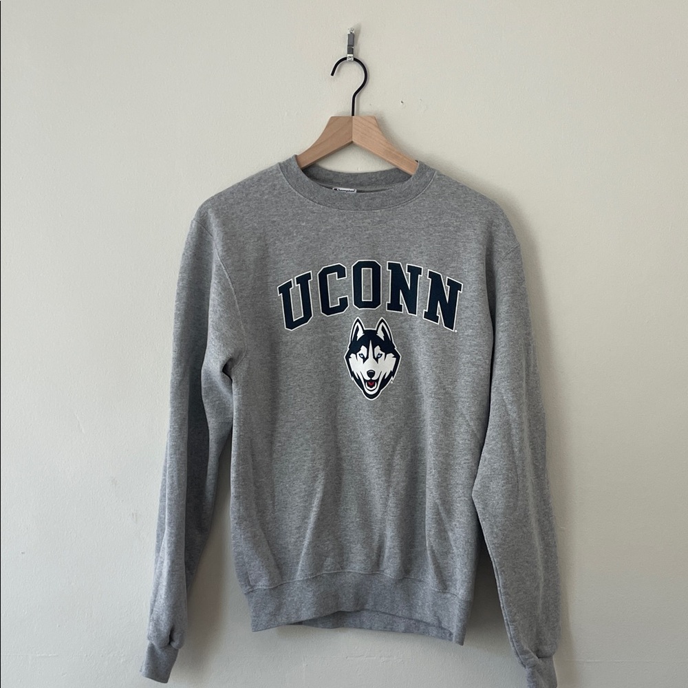 Champion UConn Huskies Gray Crewneck Sweatshirt